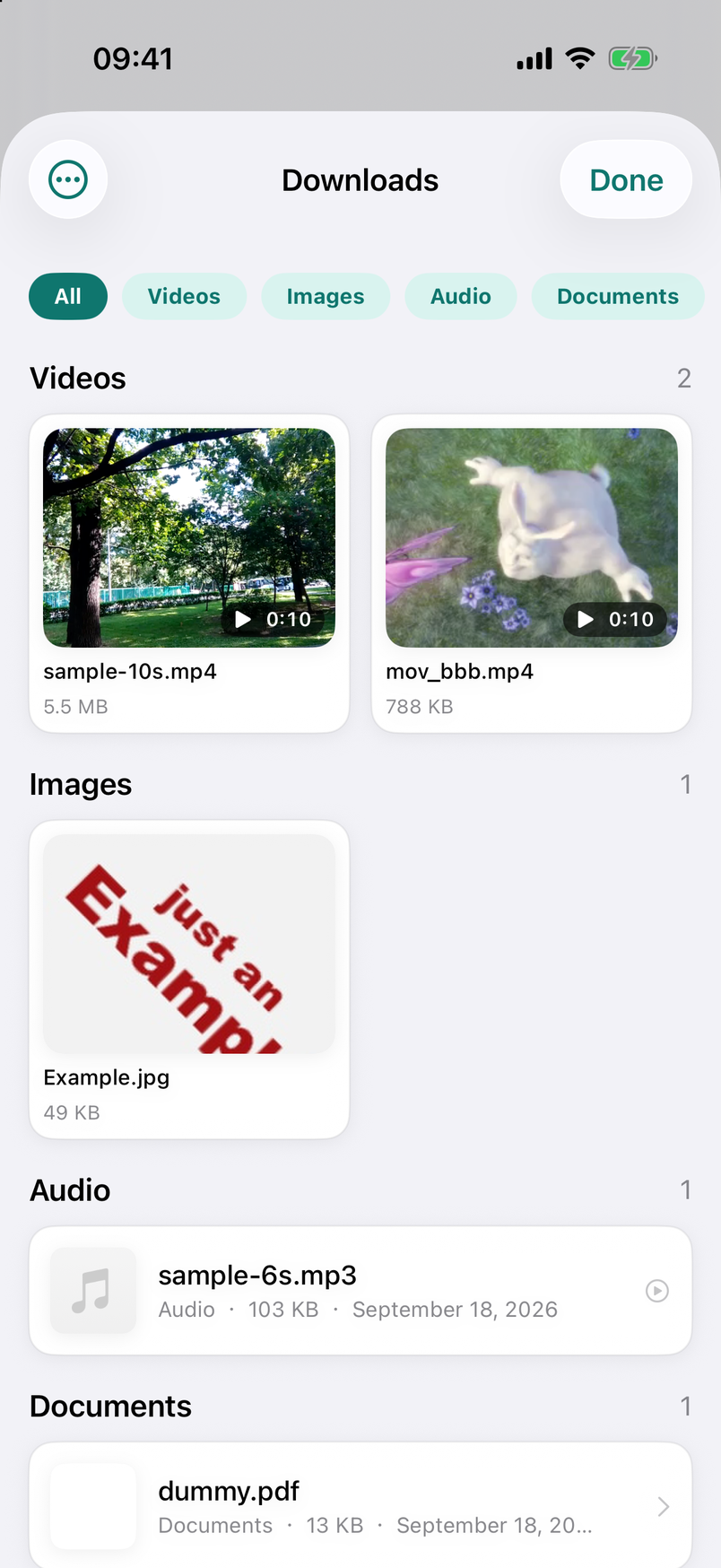 Downloads with thumbnails