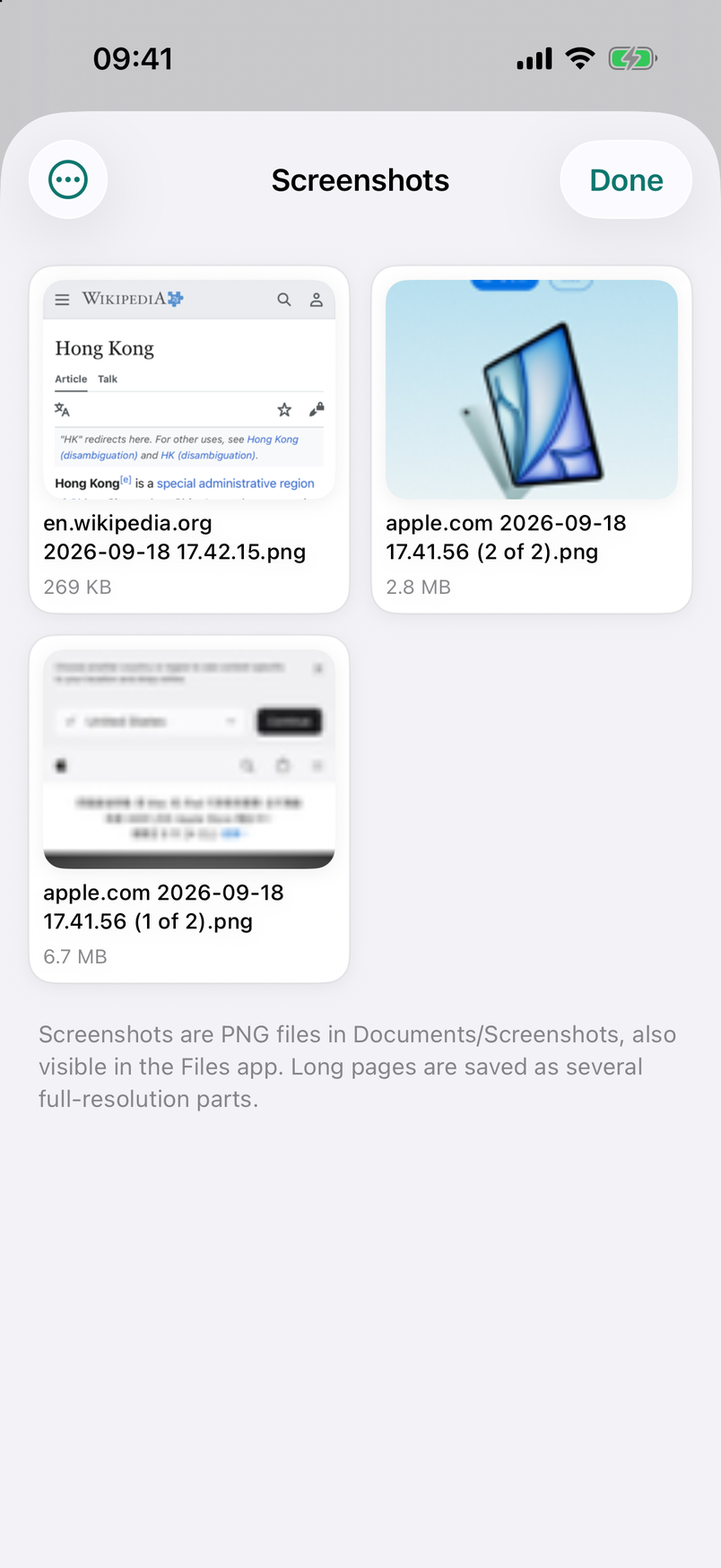 Screenshots library