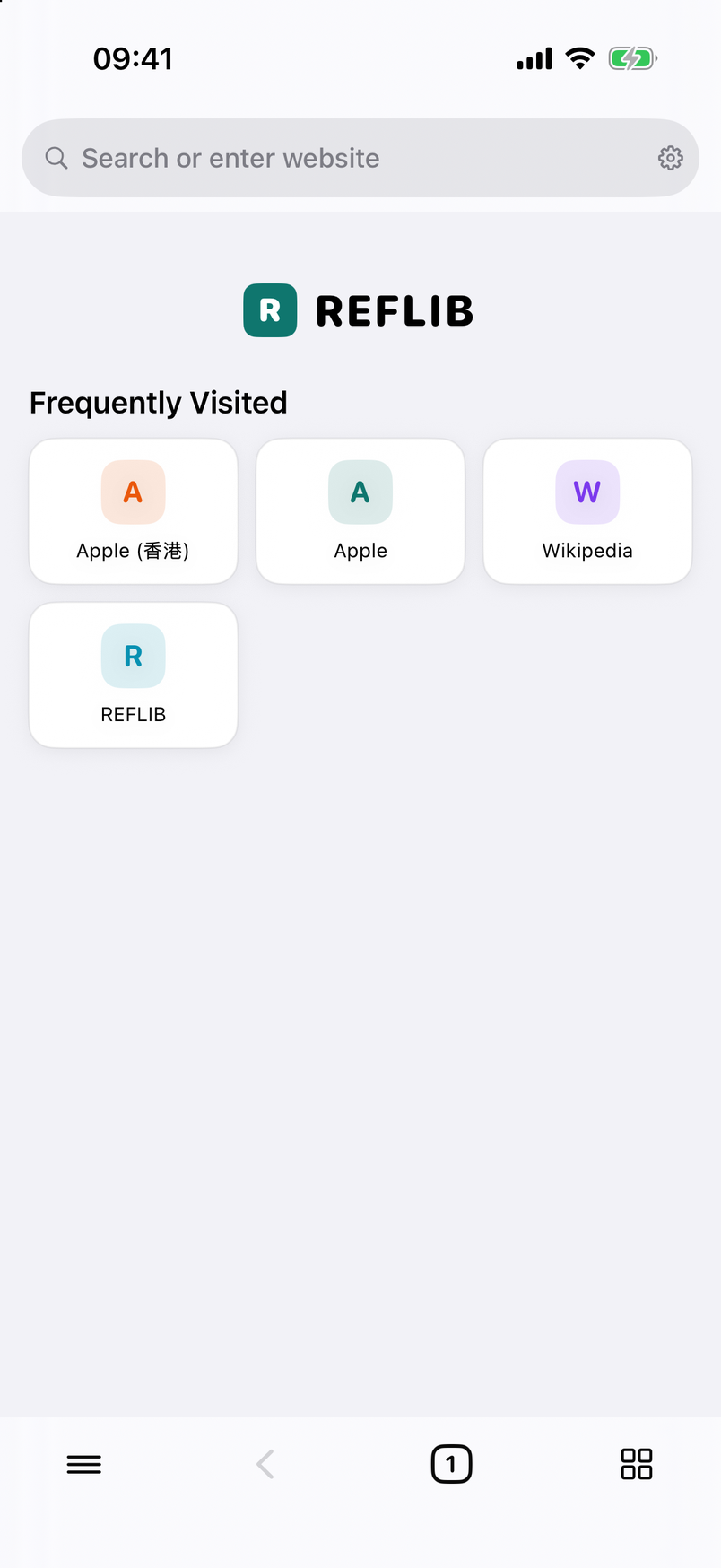 Start page with frequently visited sites